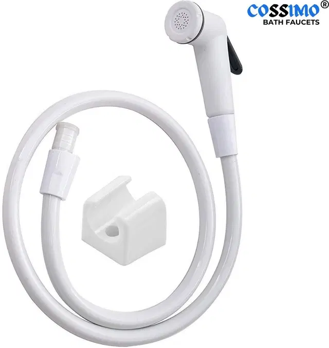 Blacky Health Faucet with 1.0 Meter Hose Pipe & Hook, White, Set of 1