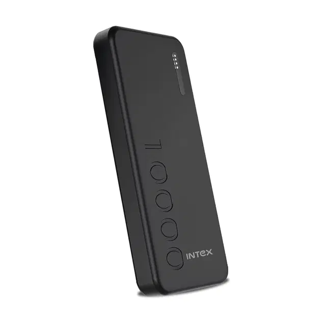 Intex PowerFlex 10k 10000mAh Power Bank With 12w, Dual Usb Output, Type-C & Micro Usb Input, Led Battery Indicators, Portable Charger For Smartphones & Tablets (Black)