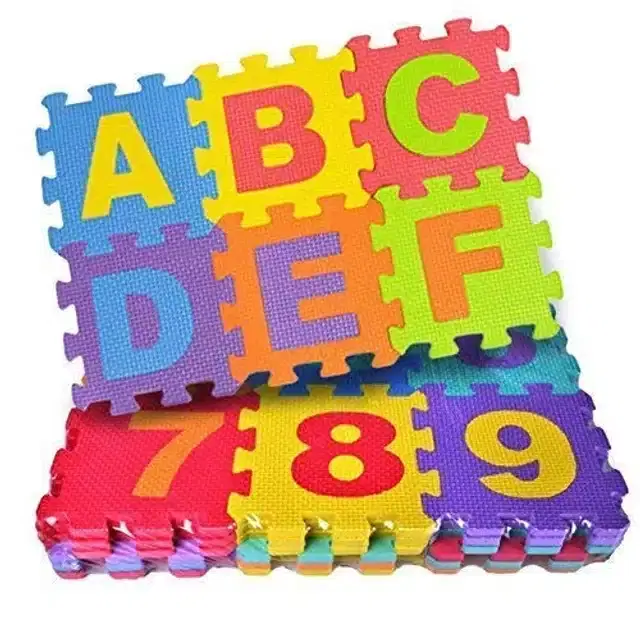 Mini Puzzle Alphabet and Number Mat for Kids, Multicolor, 36 Pc