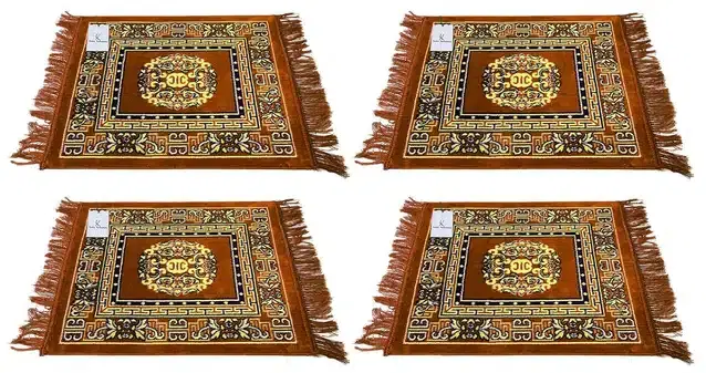 Cotton Printed Pooja Mats, Pack of 4, Multicolor, 50x50 cm