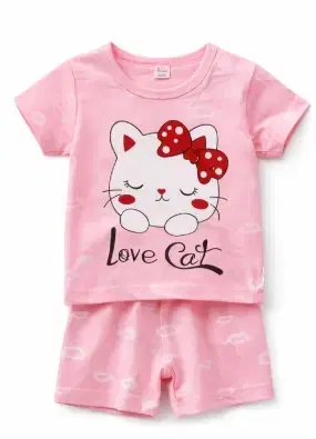 Hello Kitty Cotton Clothing Set for Kids ,Pink (12-18 Months)