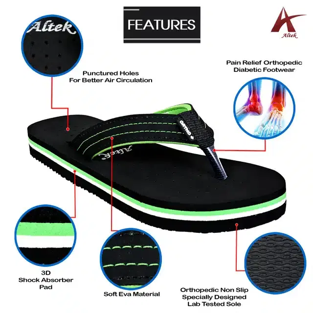 Flip Flops for Women (Black, 3)