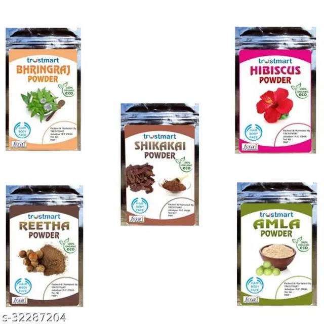 Trustmart Natural Amla, Hibiscus, Reetha, Shikakai & Bhringraj Hair Care Powder, 50 g, Pack of 5