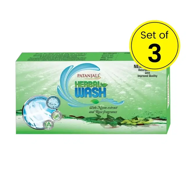 Patanjali Herbal Wash Detergent Cake 3X225 g (Pack of 3)