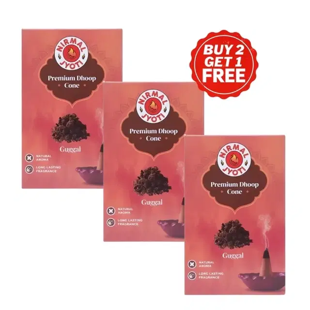Nirmal Jyoti Guggal Dry Cone Dhoop 3X10 Pcs (Buy 2 Get 1 Free)