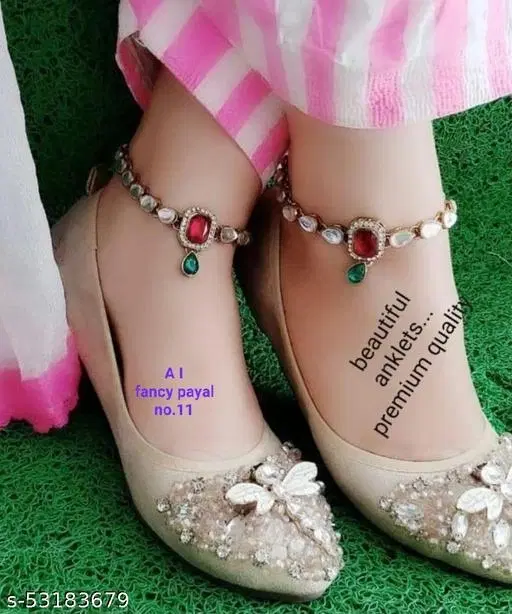 Festive Anklets for Women, Pack of 2 (Multicolor, Free Size)