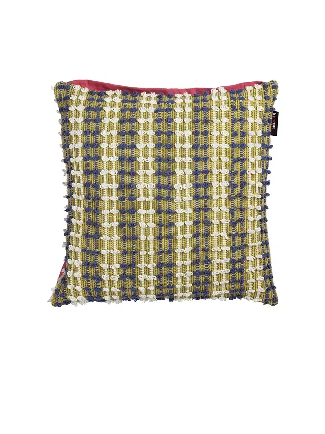 Cotton Cushion Cover, Yellow, 16x16 inches