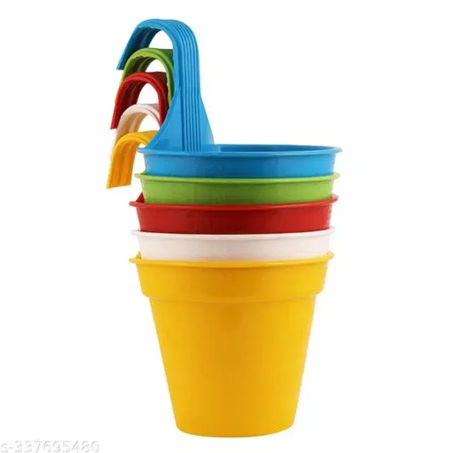 Plastic Hanging Planters, Multicolor Pack of 5