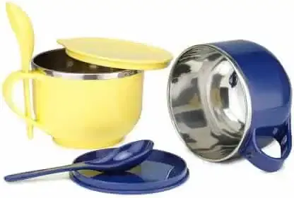 Shopeleven Maggi & Soup Bowl with Spoon Pack of 2, Multicolor