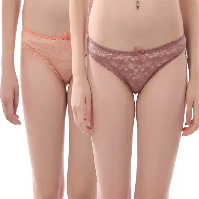 Cotton Blend Panties for Women, Pack of 2 (Multicolor, M)