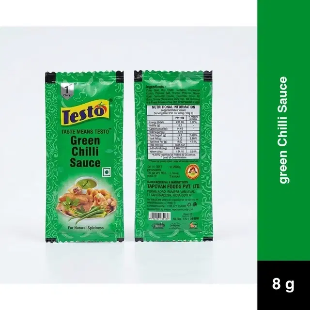 Testo green Chilli Sauce 8 g (Pack Of 100)