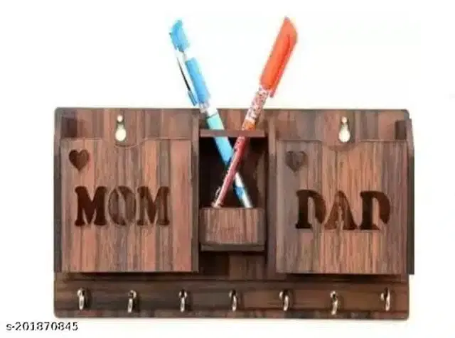 Wooden Key Holder, Brown, Pack of 1