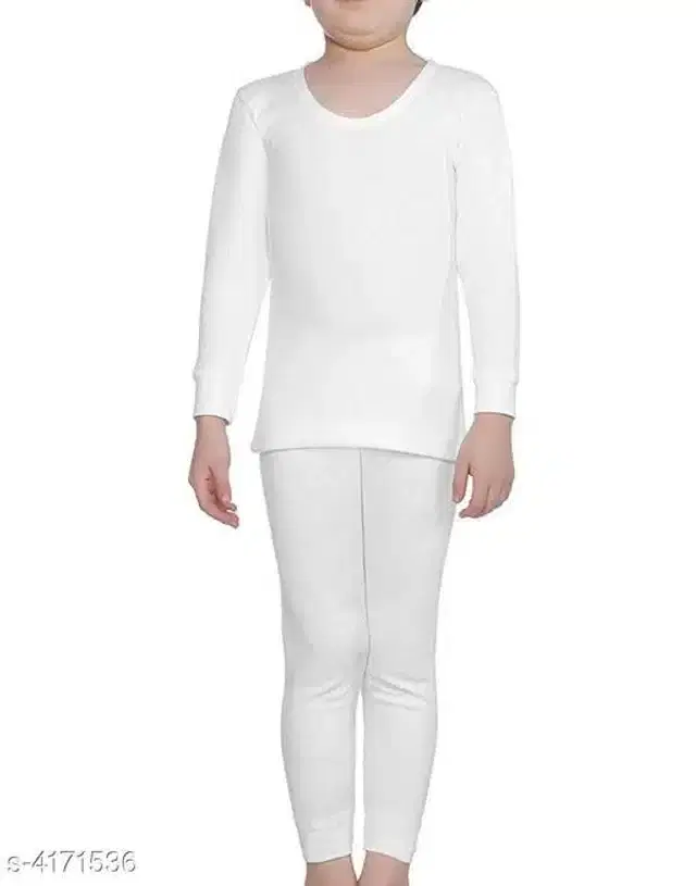 Cotton Blend Thermals Set for Kids, Set of 1 (White, 18-24 Months)