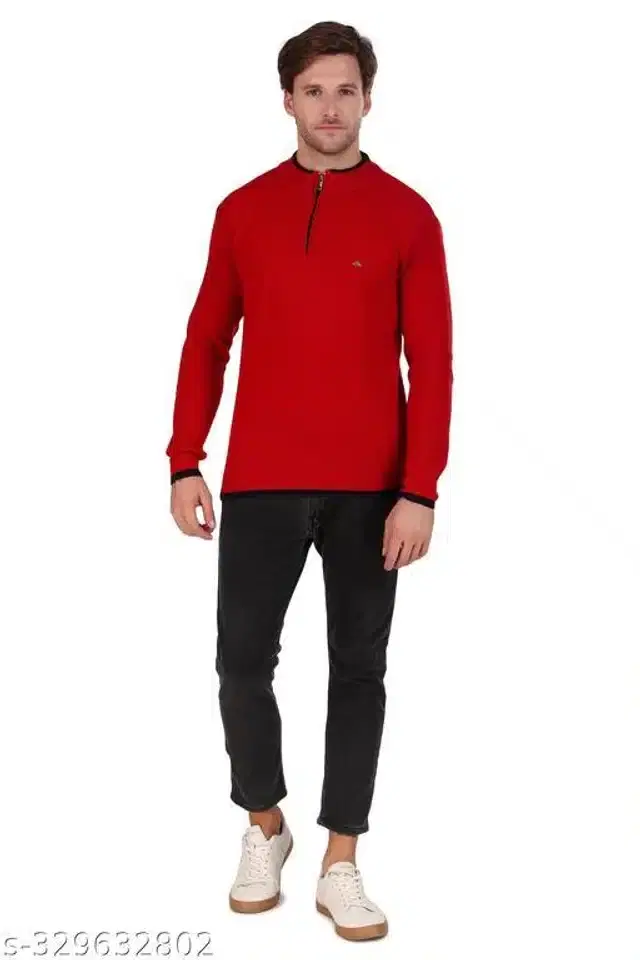 Acrylic Sweater for Men (Red, Free Size)