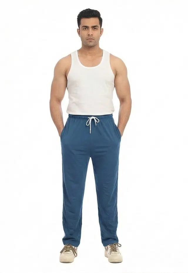 Cotton Abstract Track Paints For Men, Airforce (M)