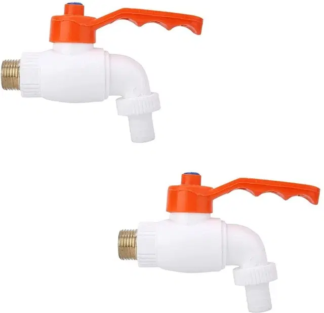 Plastic Turkey Faucets Bib Cock Taps, White, Pack of 2