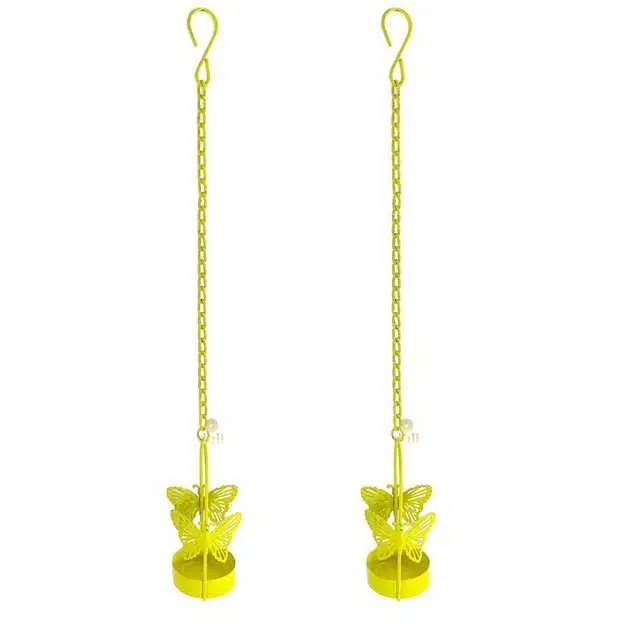 Hanging Butterfly Tealight Holder For Diwali Home Decoration, Yellow, 15 X 1.5 X 15 Inches, Pack Of 2, Du-032