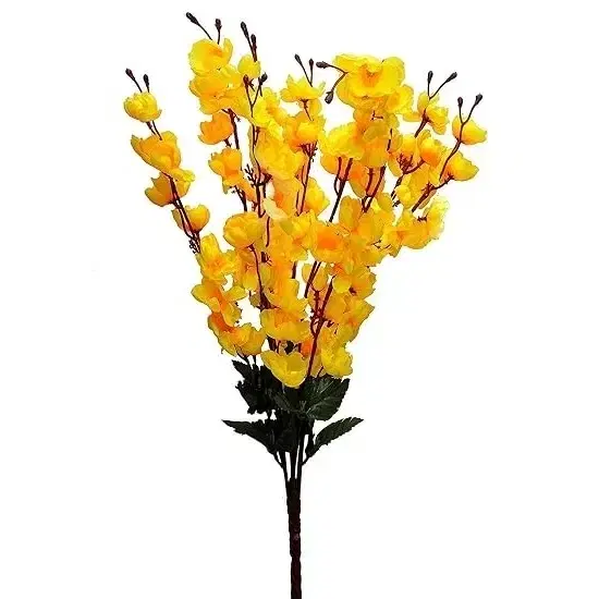 Peach Blossom Artificial Flower Bunch Yellow