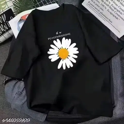 Round Neck T-shirt For Women (Black, M)