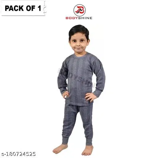 Woolen Thermal Top & Bottom Set for Kids (Blue, 0-3 Months)