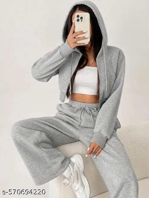 Cotton Blend Solid Trousers for Men, Grey (M)