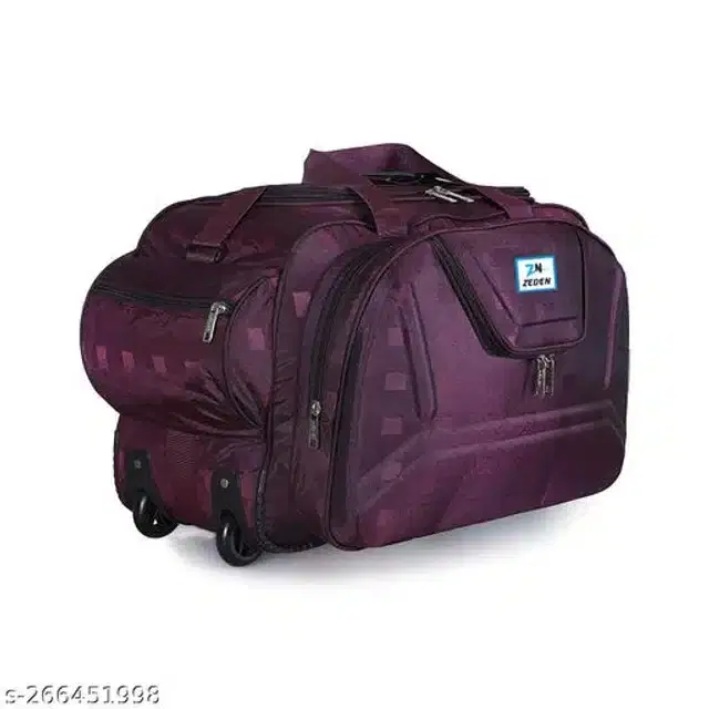 Polyester Strolley Duffel Bag, Purple, 40 L