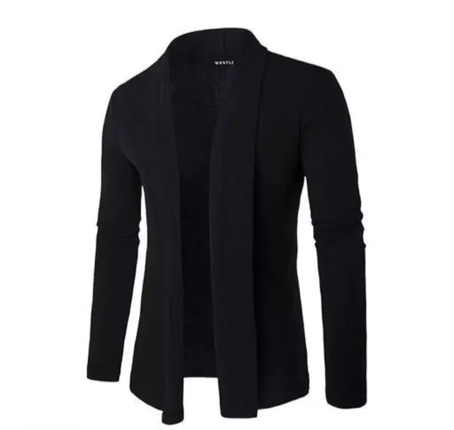 Cotton Blend Shrug for Men (Black, M)