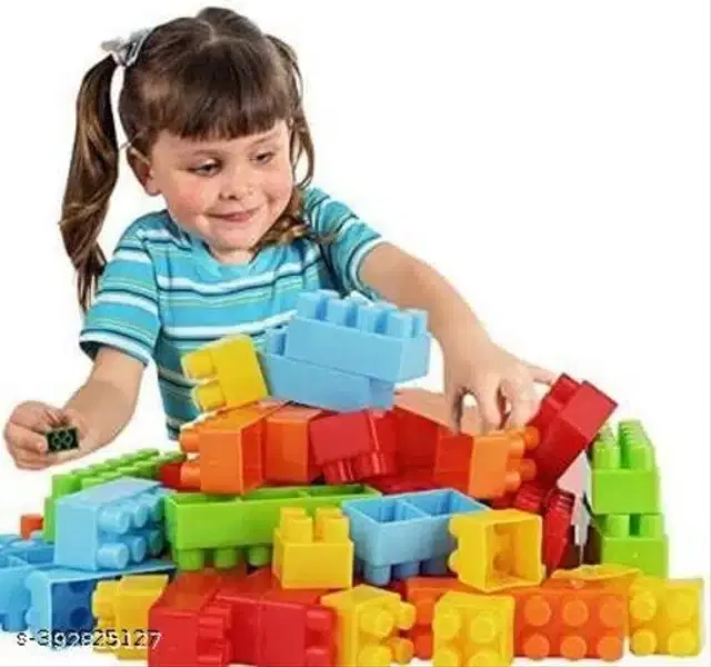 Plastic Block Toys for Kids, Multicolor, Set of 50