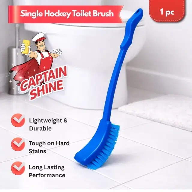 Captain Shine Single Hockey Plastic, 18" Toilet Brush