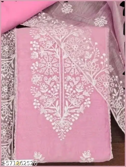 Printed Lucknowi Kurti (Pink, 6.45 meter (XL)) (Pink, 7.05 meter (4XL)