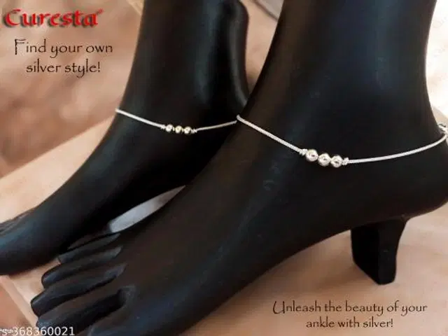 German Silver Anklet for Women, Set of 1 (Silver)