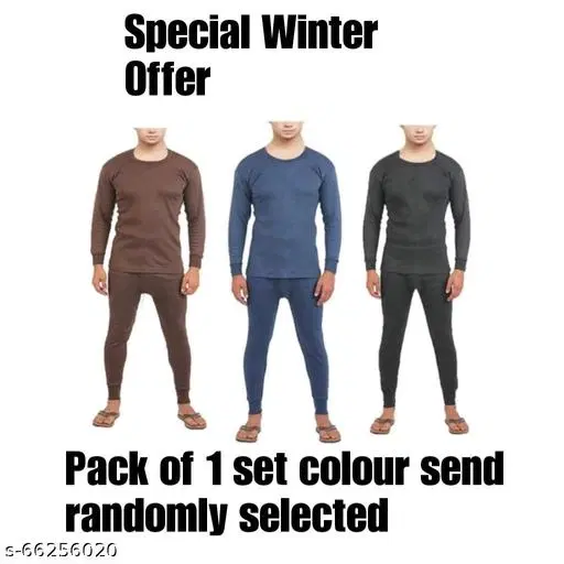 Woolen Thermal Set for Men, Set of 1 (Multicolor, L)