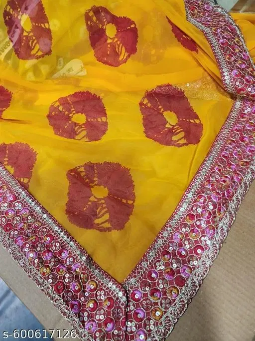 Elegant Saree for Women (Yellow, Free Size)