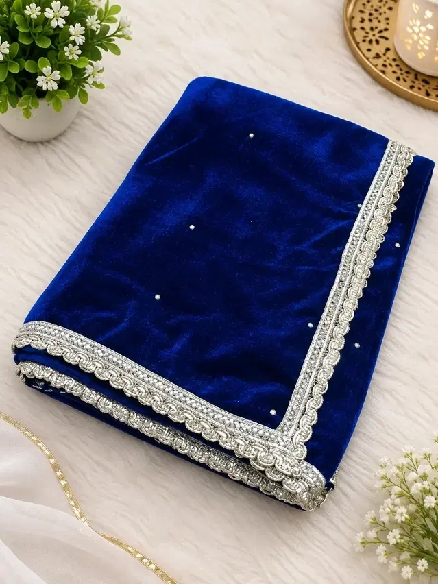 Womens Dupattas Blue Velvet(Free Size)