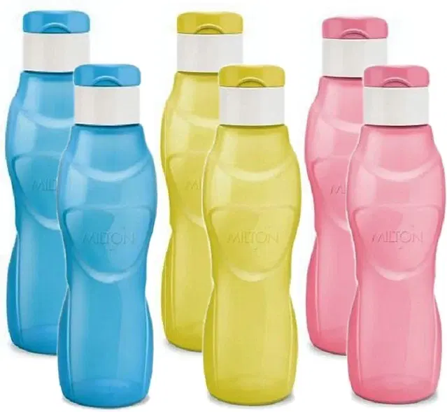Milton Plastic Water Bottles, Pack of 6, Multicolor, 1000 ml