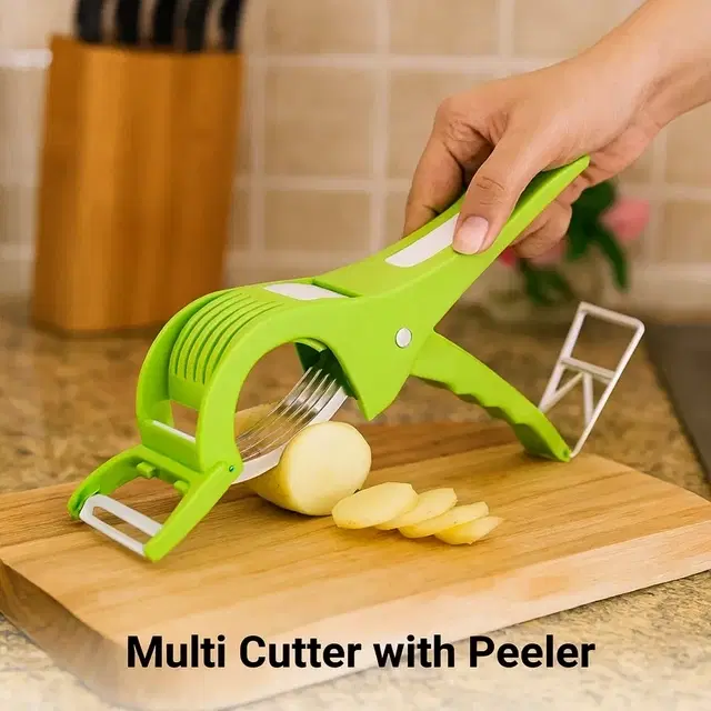 MAITRI Vegetable Cutter Peeler Green  Multi 5 Laser Blade Vegetable and Fruits Cutter/Chopper Multi-Colour Vegetable Chopper, VEG CUTTER, Pack of 1, Color May Vary