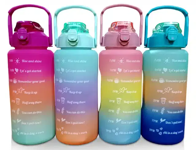 Plastic Water Bottles Set, Pack of 4, Multicolor, 2000 ml
