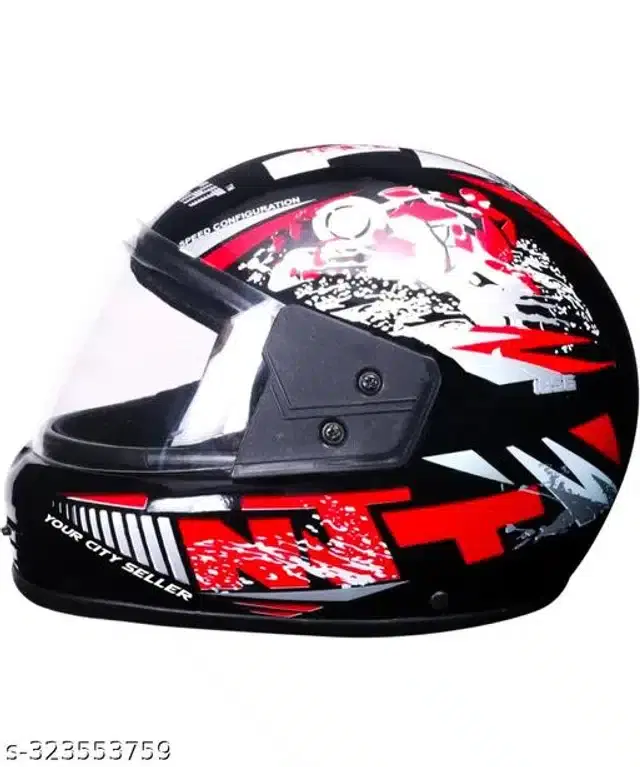 Full Face Helmet for Men & Women, Black & Red
