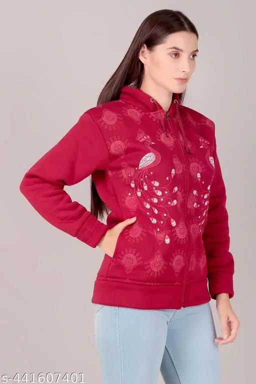 Polyester Sweater for Women (Maroon, S)