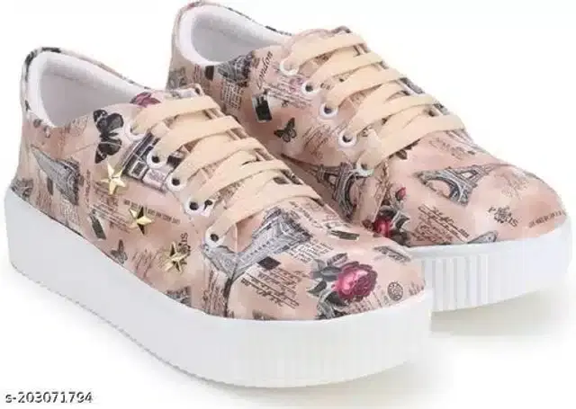 LifeO Casual Shoes for Girls (Cream, 4)