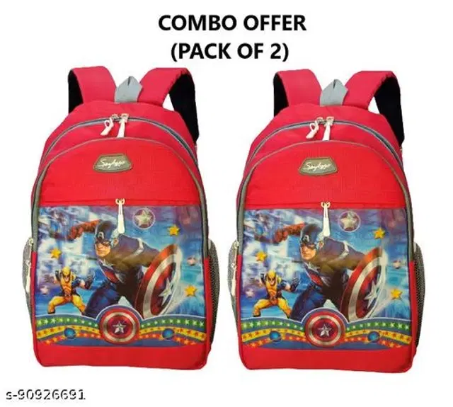 Canvas Backpacks for Kids, Red, 34 L, Pack of 2