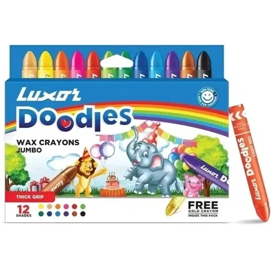 Luxor Doodle Jumbo Wax Crayons 12 Shades