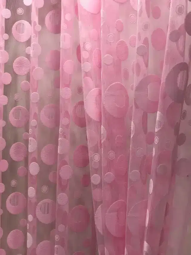 Polyester Embroidered Door & Window Curtains, Pack of 2, Pink, 5 feet