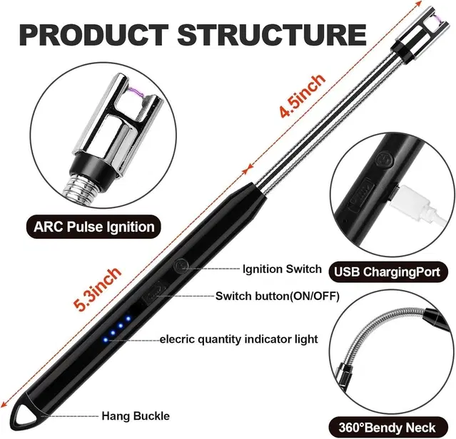 Type-C Rechargeable Electric Lighters for Kitchen,Multicolour