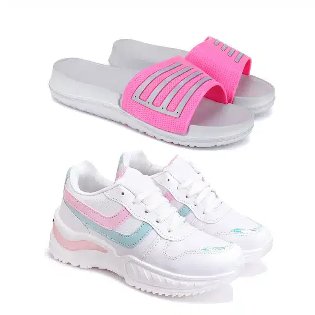 Combo of Sliders & Sports Shoes for Women, Pack of 2 (Multicolor, 6)