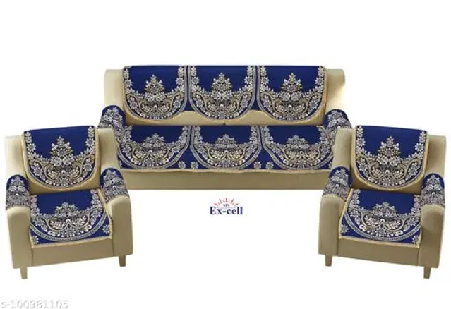 Polycotton 5 Seater Sofa Covers, Blue, Set of 1
