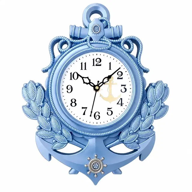 Anchor Analog Wall Clock, Medium [11" × 11"], Plastic (Blue)