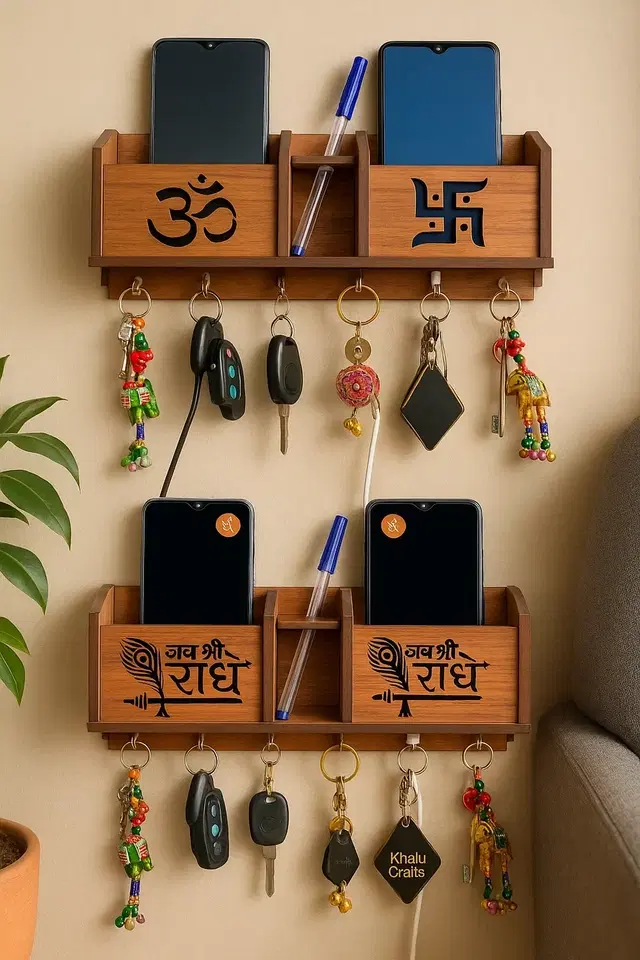 KC Arts Key holder Om & Shree radhey Pack of 2