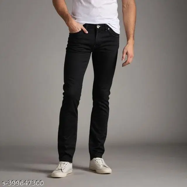 Denim Slim Fit Jeans for Men (Black, 28)
