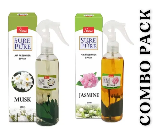 Simco Sure & Pure Musk with Jasmine Air Freshener Spray, 250 ml, Pack of 2